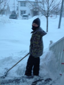 Son shoveling the front stoop instead of doing his math homework. Fair trade...I guess.